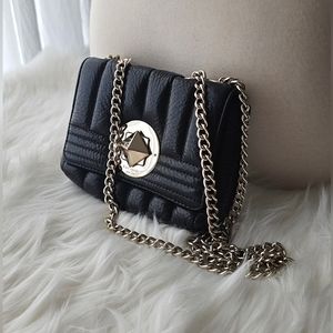Kate Spade black leather quilted cross body purse